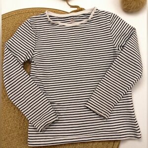 H&M White and Navy Blue Striped Long Sleeve Top